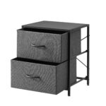 2 Drawer Fabric Nightstand, Grey Finish - Image 5