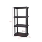 Black Plastic 4-Tier 47.6" H x 21.7" W x 13.8" D Storage Shelving, 240 Lb Total Capacity, Adult - Image 2