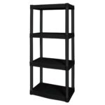Black Plastic 4-Tier 47.6" H x 21.7" W x 13.8" D Storage Shelving, 240 Lb Total Capacity, Adult