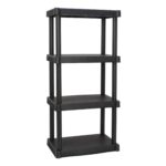 Black Plastic 4-Tier 47.6" H x 21.7" W x 13.8" D Storage Shelving, 240 Lb Total Capacity, Adult - Image 3