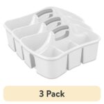 (3 pack) Divided Ultra™ Caddy, Easy Carry, Handy Plastic Utility Storage, White