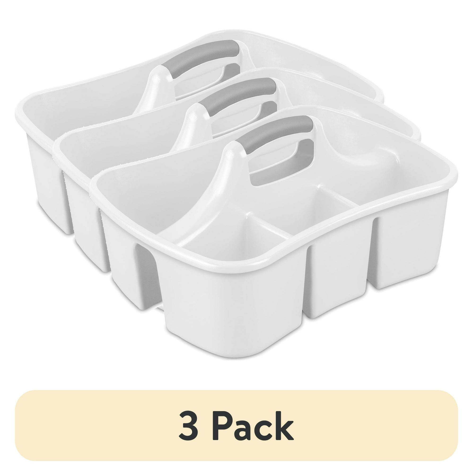 d0102x3m7jv.jpg (3 pack) Divided Ultra™ Caddy, Easy Carry, Handy Plastic Utility Storage, White - Image 1