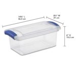 (3 pack) 7 Quart Latch Box, Clear Plastic Storage Bin with Clear Lid, Blue - Image 3