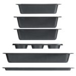 6 Piece Non-Stick Bakeware Sets, Easy for Release and Clean up, Carbon Steel, Gray - Image 5