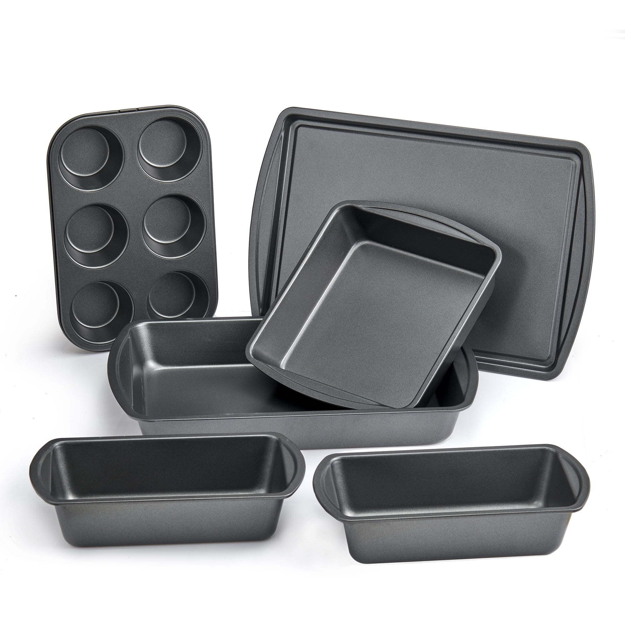 d0102x3m7xy.jpg 6 Piece Non-Stick Bakeware Sets, Easy for Release and Clean up, Carbon Steel, Gray - Image 1