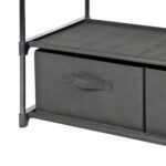 4 Shelf Closet Organizer with 2 Bins, Black, Metal Frame, Adult and Child - Image 6