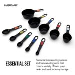 Professional 10 Piece Plastic Nesting Measuring Cup and Spoon Set Black - Image 6