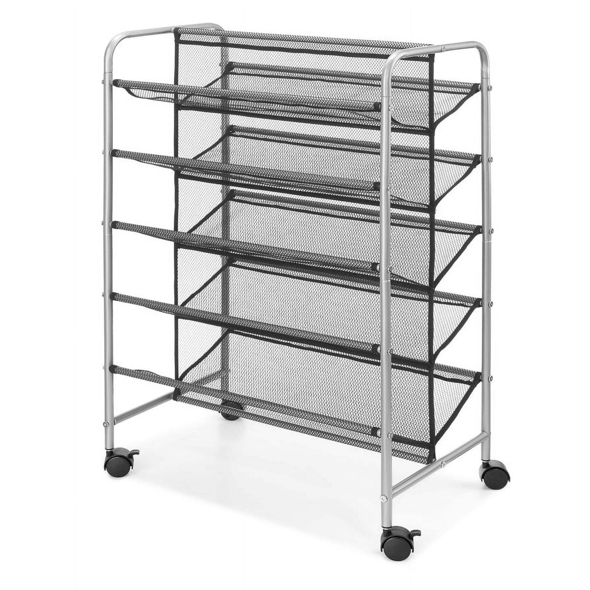 d0102x3mf7u.jpg 5 Tier, 30 Pair, Metal Mesh Shoe Rack - Image 1