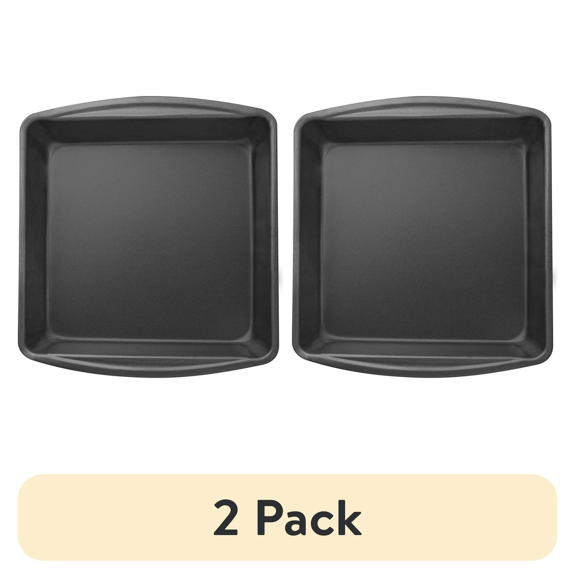 d0102x3mf9a.jpg (2 pack) Nonstick 9" x 9" x 2" Square Cake Pan, Brownie Pan, Gray - Image 1
