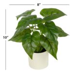 (3 pack) 10-inch x 4-inch Artificial Philodendron Leaf Plant in White Pot, Green, for Indoor Use, by - Image 3