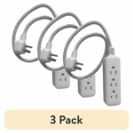 (3 pack)Indoor 3-Outlet 2ft , 13A 125V White Braided Cable Flat plug