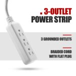 (3 pack)Indoor 3-Outlet 2ft , 13A 125V White Braided Cable Flat plug - Image 4