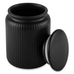 (2 pack) Medium (815mL) Ceramic Ribbed Kitchen Organization Jar, Black - Image 3