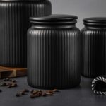 (2 pack) Medium (815mL) Ceramic Ribbed Kitchen Organization Jar, Black - Image 4