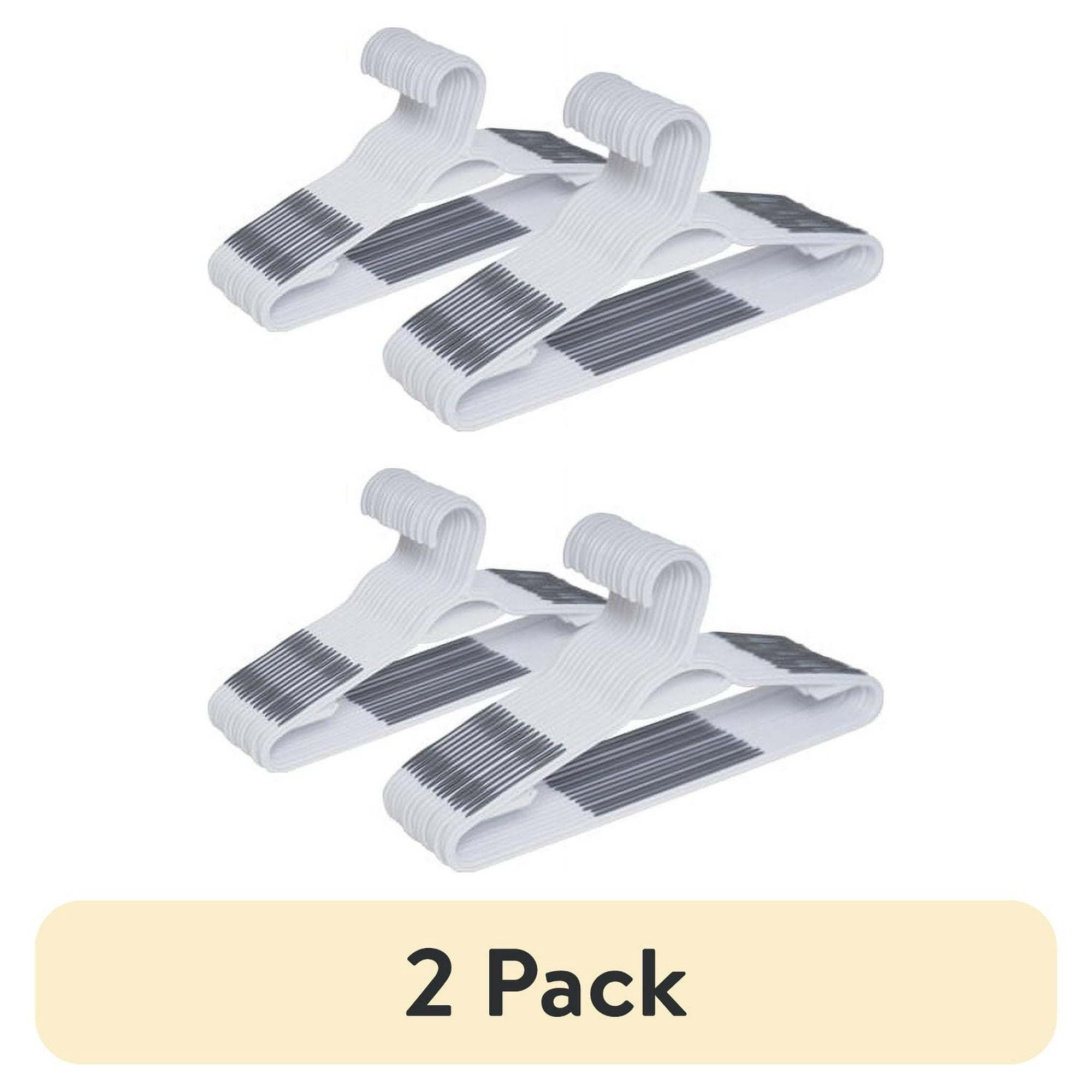 d0102x3mfzw.jpg (2 pack) Non-Slip Clothing Hangers, 30 Pack, White, Durable Plastic, TPE Strips - Image 1