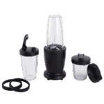 10-Piece Blender Set, Black, 300W, with 3 Jars (10oz, 16oz, 18oz), 2 Drinking Lids, Stainless Steel Blade