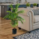 40" Artificial Palm Plant in Black Plastic Pot - Image 3