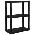 Plastic Shelves Garage Shelf Heavy Duty Shelving Unit 3-Tier 39"H x 14"D x 30"W Black-300 lbs