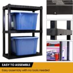 Plastic Shelves Garage Shelf Heavy Duty Shelving Unit 3-Tier 39"H x 14"D x 30"W Black-300 lbs - Image 3