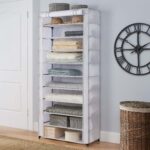 10 Shelf Organizer Shoe Rack with Cover to Hold 30 Pair Shoes, 31.5 in W x 13.46 in D x 69.09 in H, White - Image 2