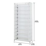 10 Shelf Organizer Shoe Rack with Cover to Hold 30 Pair Shoes, 31.5 in W x 13.46 in D x 69.09 in H, White - Image 5