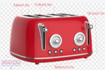 4 Slice Retro Style Toaster, Dual Control Toaster with Warming Rack, 6 Browning Settings, Bagel/Defrost Functions, Removable Crumb Tray, Stainless Steel Housing 1650W, Red - Image 9