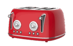 4 Slice Retro Style Toaster, Dual Control Toaster with Warming Rack, 6 Browning Settings, Bagel/Defrost Functions, Removable Crumb Tray, Stainless Steel Housing 1650W, Red - Image 11