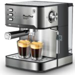 PlumChef Espresso Machine 20 Bar Professional Compact Homehold Coffee Espresso Maker with Milk Frother Steam Wand 54oz Water Tank Low Noise and Fast Coffee Machine