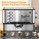 PlumChef Espresso Machine 20 Bar Professional Compact Homehold Coffee Espresso Maker with Milk Frother Steam Wand 54oz Water Tank Low Noise and Fast Coffee Machine - Image 4