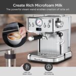 PlumChef Espresso Machine 20 Bar Professional Compact Household Coffee Espresso Maker with Milk Frother Steam Wand Pressure Gauge 60oz Water Tank Low Noise and Fast Coffee Machine for Cappuccino Latte - Image 4