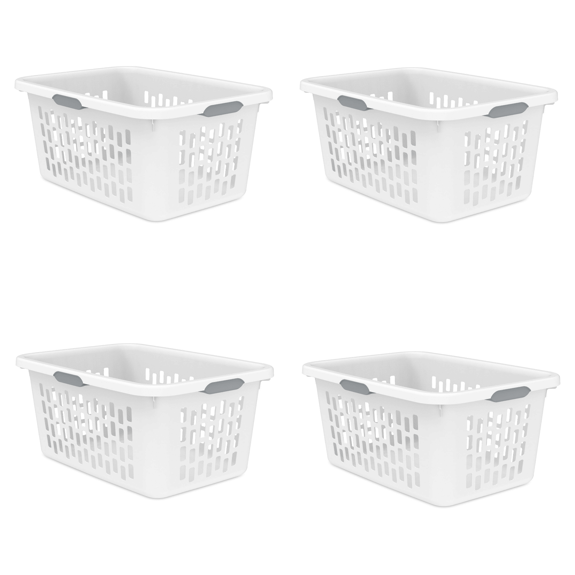 d0102x3vb7w.png (4 Pack)2 Bushel Large Plastic Laundry Basket with 4 Comfort Grip Handles, White - Image 1