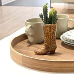 (4 pack) 7.25" Artificial Cactus Succulent in Brown Ceramic Cowboy Boot Planter - Image 4