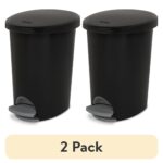 (2 pack) 2.6 Gallon Ultra™ StepOn Wastebasket, Small Plastic Trash Can, Step On to Open, Black