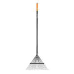 Garden Rake, Metal Tine Leaf Rake with Fiberglass Handle, 62", Black