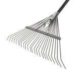 Garden Rake, Metal Tine Leaf Rake with Fiberglass Handle, 62", Black - Image 4