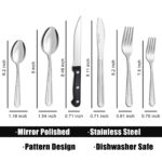 72 Pieces Silverware Set with Steak Knives, Stainless Steel Pattern Design Cutlery Set for 12, Flatware Set Mirror Polished, Tableware Set for Home Kitchen Restaurant Hotel, Dishwasher Safe - Image 2