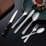 72 Pieces Silverware Set with Steak Knives, Stainless Steel Pattern Design Cutlery Set for 12, Flatware Set Mirror Polished, Tableware Set for Home Kitchen Restaurant Hotel, Dishwasher Safe - Image 4