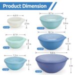 Mixing Bowls with Airtight Lids Set of 6, Plastic Nesting Bowls Prep Bowls for Mixing, Serving, Kitchen Preparing, Storage, Microwave & Freezer Safe - Image 5