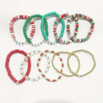 10-Pack Christmas Holiday Bracelet Set - Festive Polymer Clay Heishi Stretch Bracelets with Joyful Messages | Plastic Bead Jewelry Gift for Women | Seasonal Party Accessories - Image 4