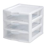 (2 pack) Small 3 Drawer Unit, Clear Plastic Countertop or Desktop Drawers, White - Image 2
