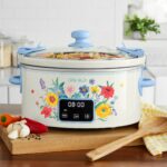 6-Quart Slow Cooker, Locking Lid, Digital, Brilliant Blooms, Model PW8400778514-7 - Image 2