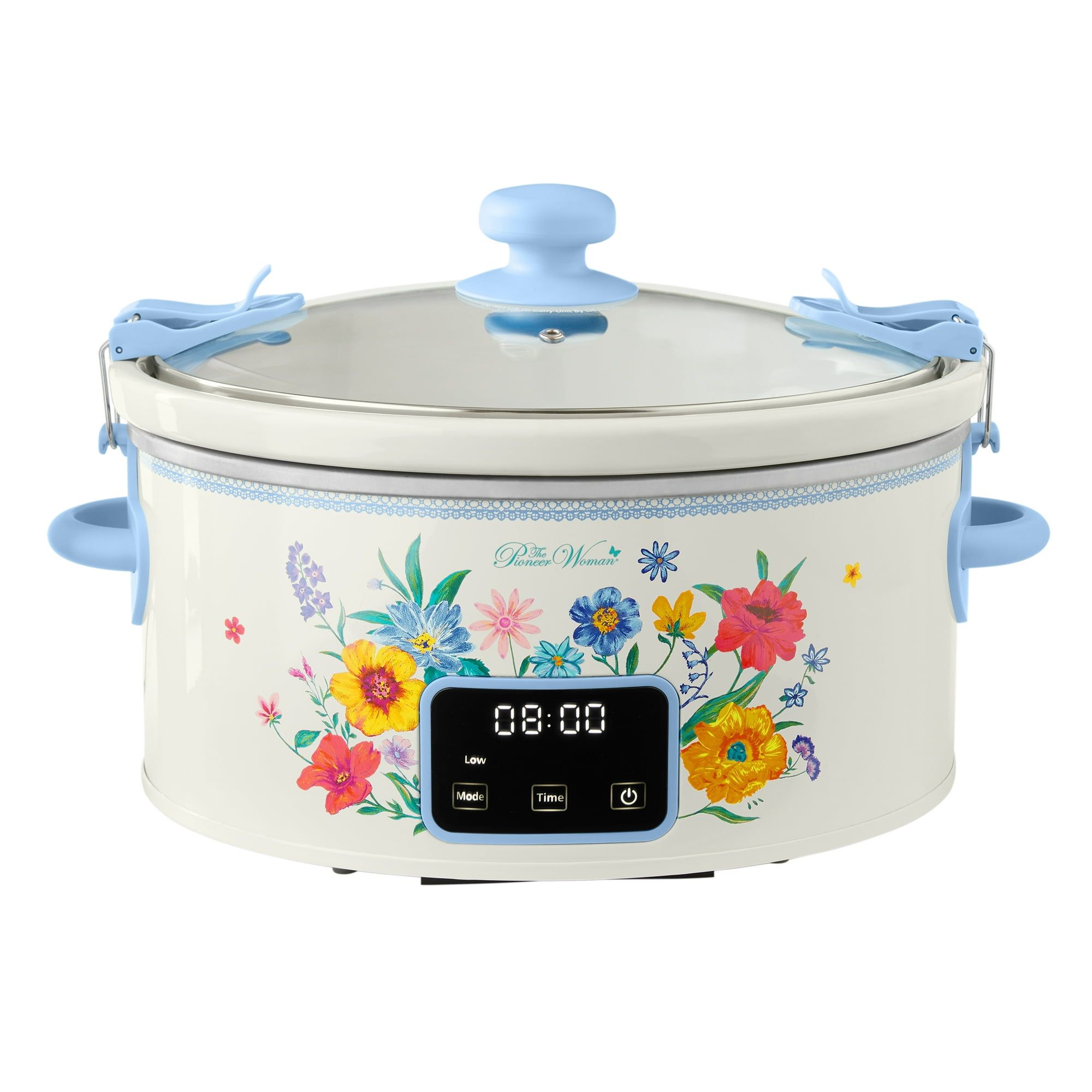 d0102x3wm3g.jpg 6-Quart Slow Cooker, Locking Lid, Digital, Brilliant Blooms, Model PW8400778514-7 - Image 1