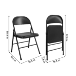 Deluxe Vinyl Padded Seat and Metal Back Folding Chair, Black