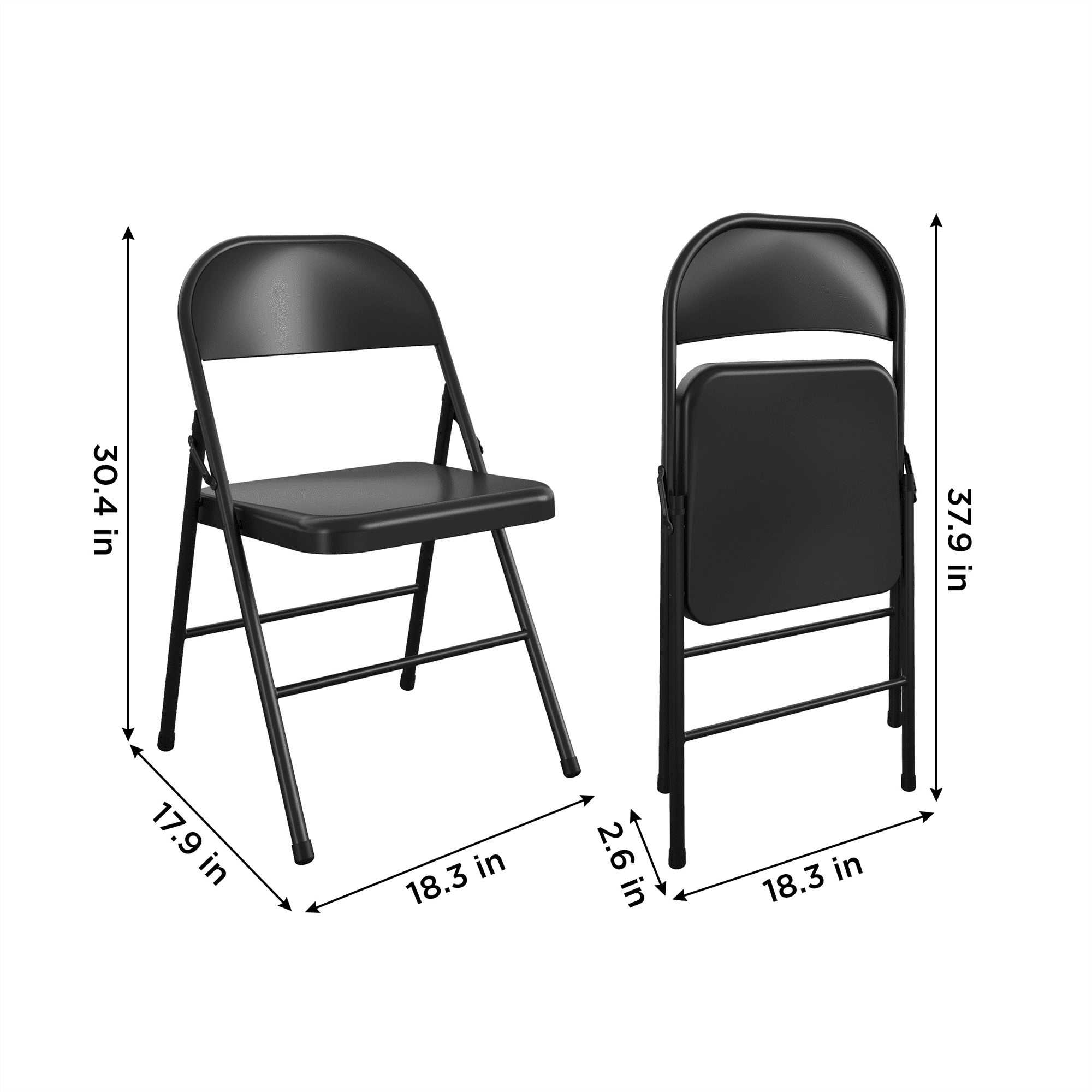 d0102x3wubv.png Deluxe Vinyl Padded Seat and Metal Back Folding Chair, Black - Image 1