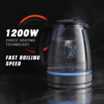 1.7L Glass Boiler Electric Tea Kettle with Blue LED Indicator Light, Silver - Image 2