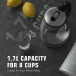 1.7L Glass Boiler Electric Tea Kettle with Blue LED Indicator Light, Silver - Image 3