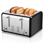 4 Slice Toaster Stainless Steel Retro Toasters, Bagel, Defrost, Reheat, Cancel Function 6 Shade Settings Removable Crumb Tray Auto Pop-Up, Kitchen Appliances, Apartment Essentials