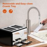 4 Slice Toaster Stainless Steel Retro Toasters, Bagel, Defrost, Reheat, Cancel Function 6 Shade Settings Removable Crumb Tray Auto Pop-Up, Kitchen Appliances, Apartment Essentials - Image 3