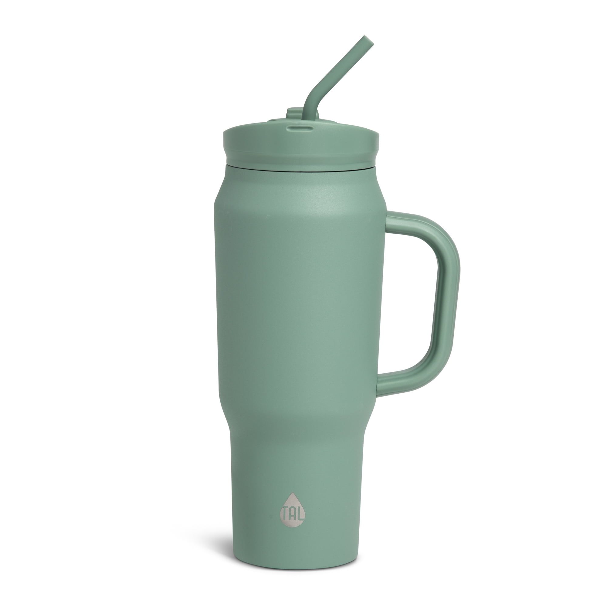 d0102x3wzia.jpg Stainless Steel Basin Travel Mug with Silicone Straw 30 oz, Sage - Image 1