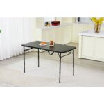 4 Foot Fold-in-Half Adjustable Folding Table, Rich Black - Image 2